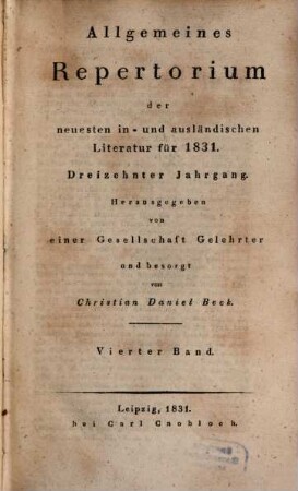 Allgemeines Repertorium der neuesten in- und ausländischen Literatur. 1831,4