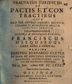 Tractatus Juridicus De Pactis Et Contractibus