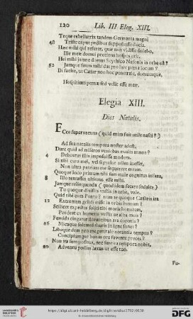 Elegia XIII. Dies Natalis / Das dreizehende Klag-Lied. Sein Geburtstag
