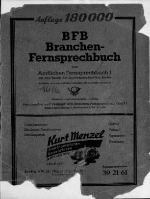 1961/1962: Amtliches Fernsprechbuch für den Bezirk der Landespostdirektion Berlin