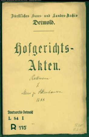 Rottmann, Franz gegen Meier zu Ottenhausen - Schuldforderung