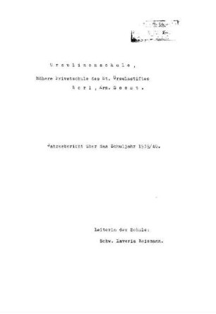 1939/40: Jahresbericht ... - 1939/40