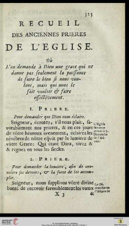 Recueil des anciennes Prieres de l’eglise