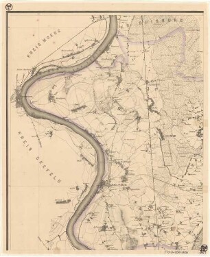 Topographische Karte des Stadt- und Landkreises Düsseldorf.