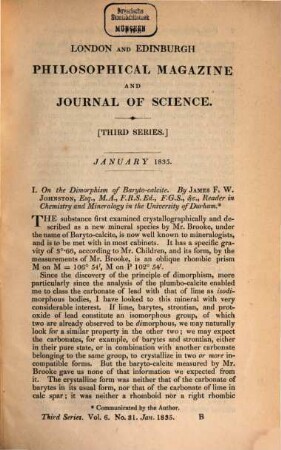 The London and Edinburgh philosophical magazine and journal of science. 6, 6. 1835
