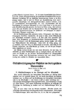 Selbstbetätigung der Schüler im biologischen Unterrichte : (Schluß)