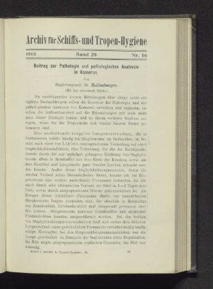 Beitrag zur Pathologie und pathologischen Anatomie in Kamerun.
