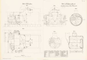 S.D. »Adler« der Wasserbauinspektion, Frankfurt/Main (?): Rohrplan, Schiffsdampfkessel: Schnitte 1:20