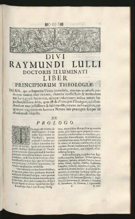 Divi Raymundi Lulli Doctoris Illuminati Liber Principiorum Theologiae