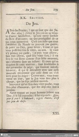 XX. Section. Du Jeu