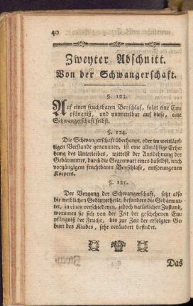 Zweyter Abschnitt. Von der Schwangerschaft