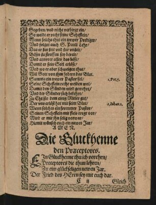Die Gluckhenne den Praeceptores.