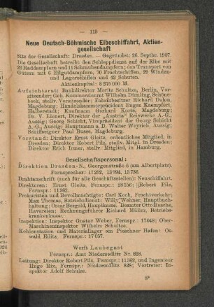 Neue Deutsch-Böhmische Elbeschiffahrt, Aktien-gesellschaft