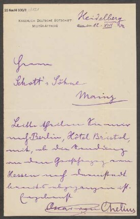 Brief an B. Schott's Söhne : 12.08.1904