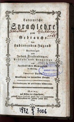 Zweyter Band: Wortfügung der lateinischen Sprache