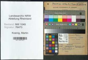 Entnazifizierung Martin Koenig , geb. 22.11.1909 (Zimmermann)