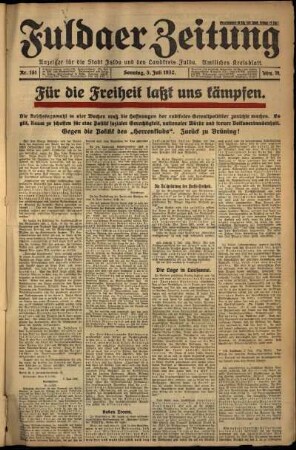 Erste Ausgabe vom Sonntag, den 03. Juli 1932.