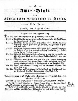 No 2, 5. Juni 1816