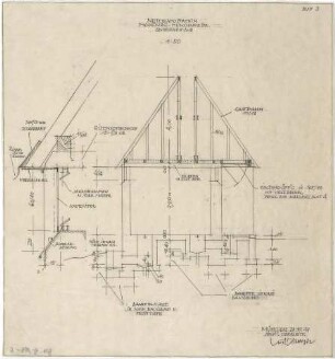 Gsaenger, Gustav; Moosburg (Bayern), Münchnerstr., Thalbacherstr.; Trafostationen - Eingabeplan einer Netztrafostation (Querschnitt)