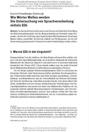 Wie Wörter Wellen werden. Die Untersuchung von Sprachverarbeitung mittels EEG