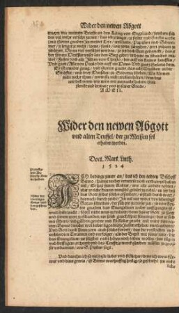 Wider den newen Abgott und altern Teuffel/ der zu Meissen sol erhaben werden.
