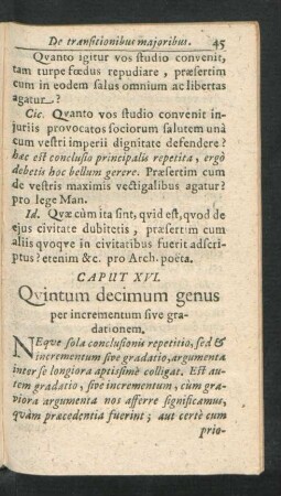 Caput XVI. Quintum decimum genus per incrementum sive gradationem.