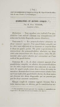 Quadrilatères et sections coniques.