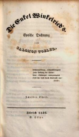Die Enkel Winkelried's : epische Dichtung, 2
