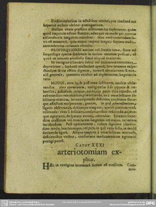 Caput XXXI. arteriotomiam explicat