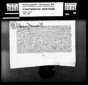 Pfalzgraf Ludwig bei Rhein belehnt den Grafen Heinrich zu Löwenstein, Herrn zu (Scharpfeneck) Scharfeneck, mit benannten Burglehen zu Oppenheim und Nierstein.