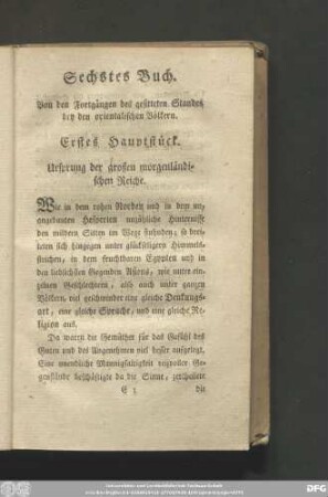 Erstes Hauptstück. Ursprung der großen morgenländischen Reiche.