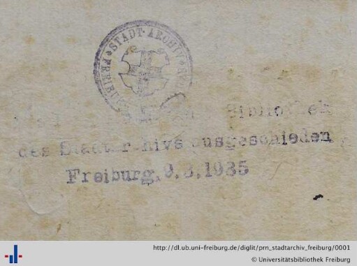 [Provenienz]: Stadtarchiv Freiburg im Breisgau