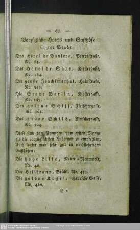 Vorzügliche Hotels und Gasthöfe der Stadt