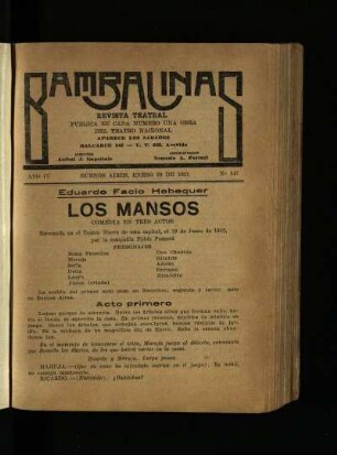Los mansos : comedia en tres actos