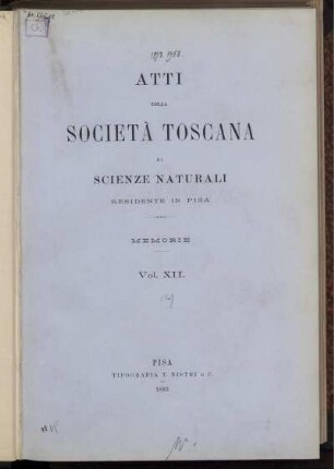 12: Atti della Società Toscana di Scienze Naturali