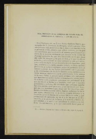 Real provisión de la audiencia de Panamá para el gobernador de Veragua. - Año de 1574 (1).
