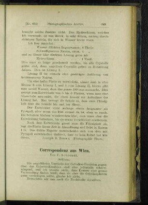 Correspondenz aus Wien