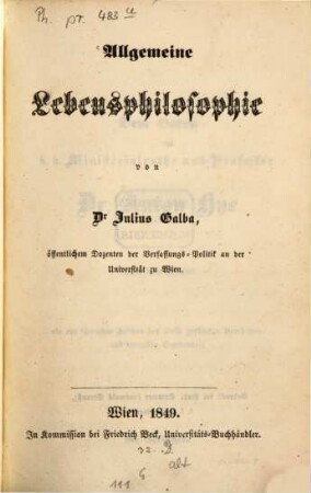 Allgemeine Lebensphilosophie