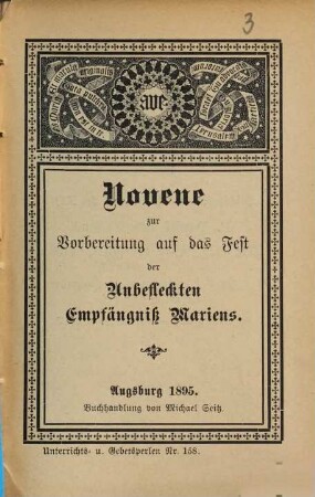 Novene zur Vorbereitung auf das Fest der Unbefleckten Empfängniß Mariens