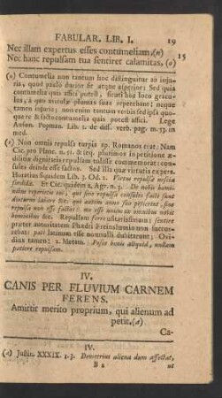 IV. Canis Per Fluvium Carnem Ferens.