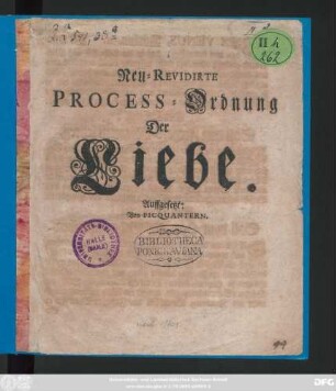Neu-Revidirte Process-Ordnung Der Liebe