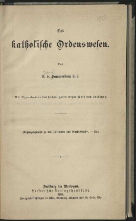 Das katholische Ordenswesen