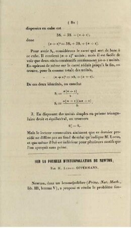 Sur la formule d'interpollation de newton.