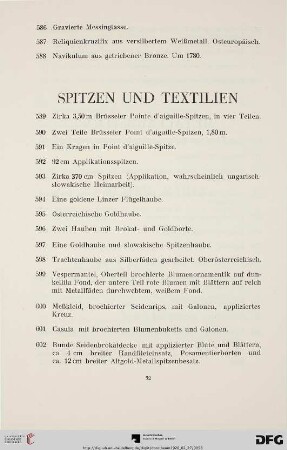 Spitzen und Textilien (Nr. 589-656)