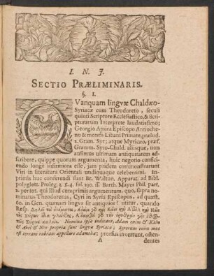 Sectio Praeliminaris.