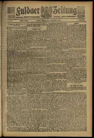 Erste Ausgabe vom Montag, den 09. September 1912.