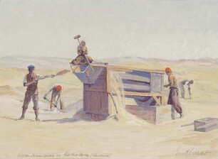 Auf den Diamantfeldern von Südwestafrika. (Schüttelsieb)