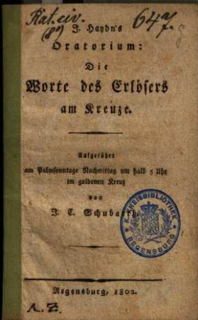 J. Haydn's Oratorium: Die Worte des Erlösers am Kreuze