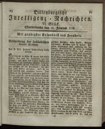 VI. Stück. Sonnabends den 10. Februar 1798.
