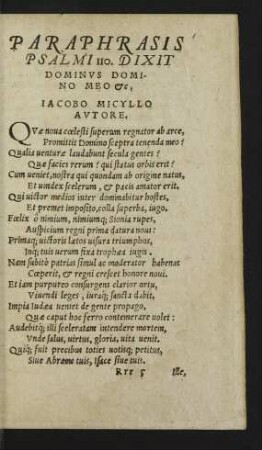 Paraphrasis Psalmi 110 ...